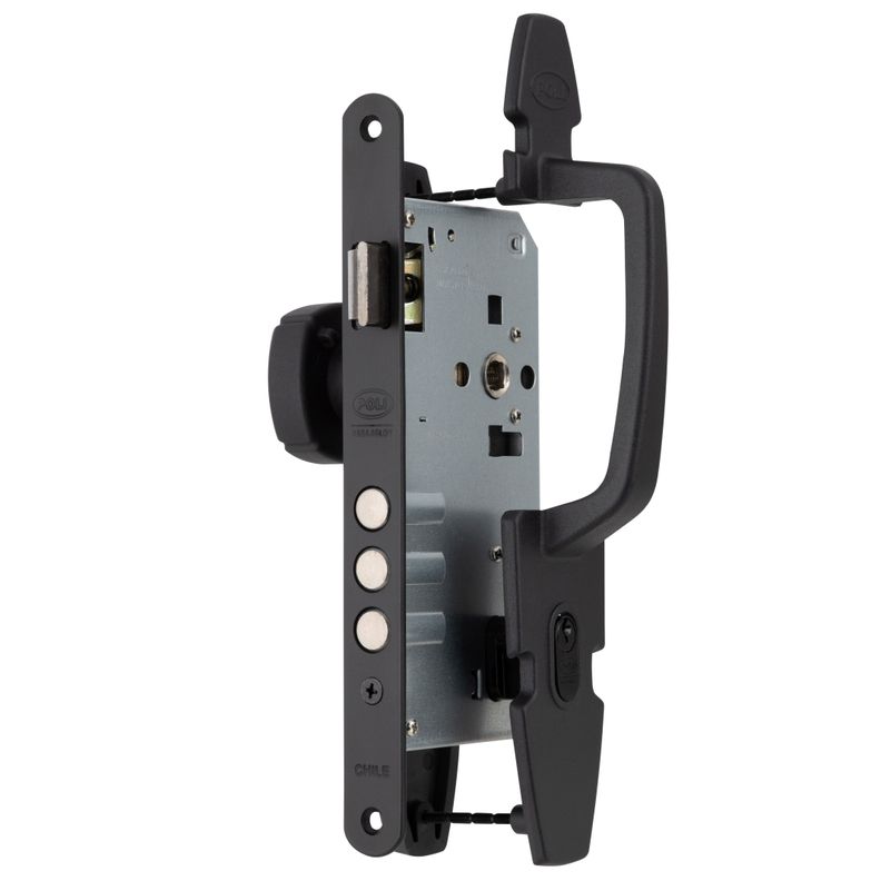 Cerradura Embutida Nórdica Oval B60 Pomo Acceso 1/2 con Tirador Negro-1