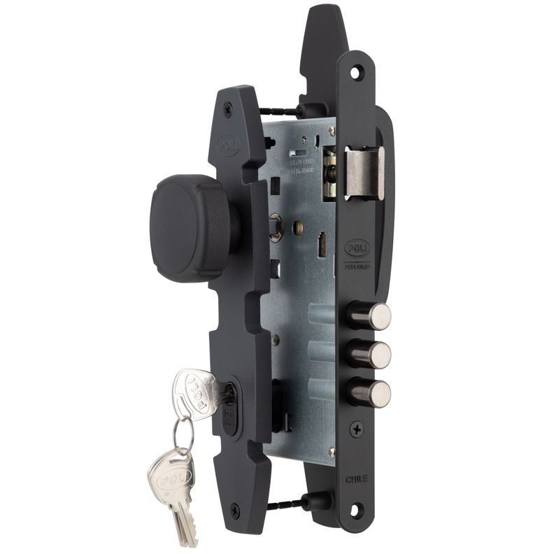 Cerradura Embutida Nórdica Oval B60 Pomo Acceso 1/2 con Tirador Negro-2