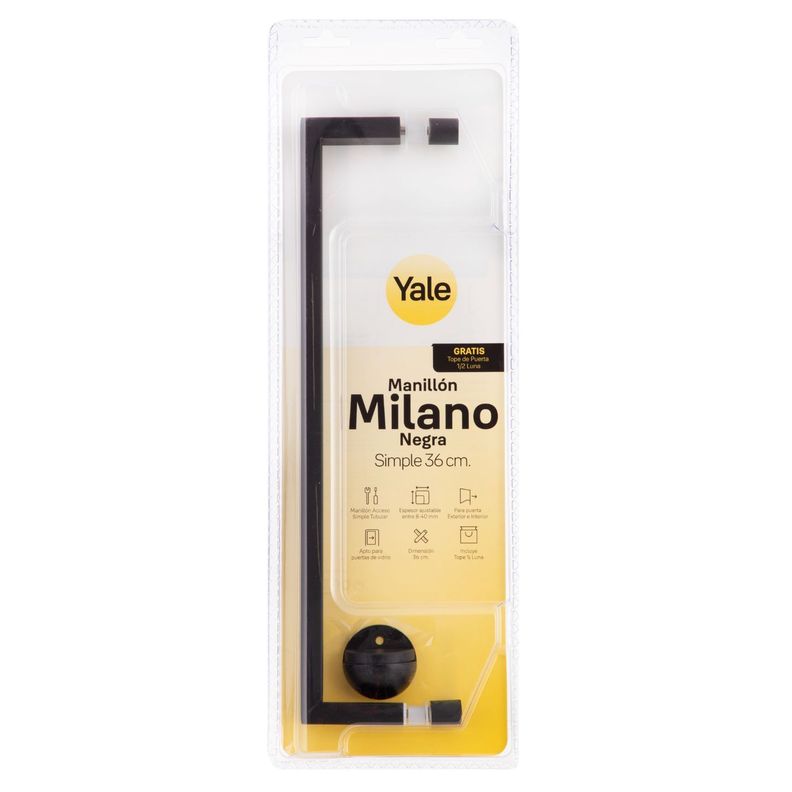 Manillón Milano Yale Simple 36cm + Tope 1/2 Luna negro-7