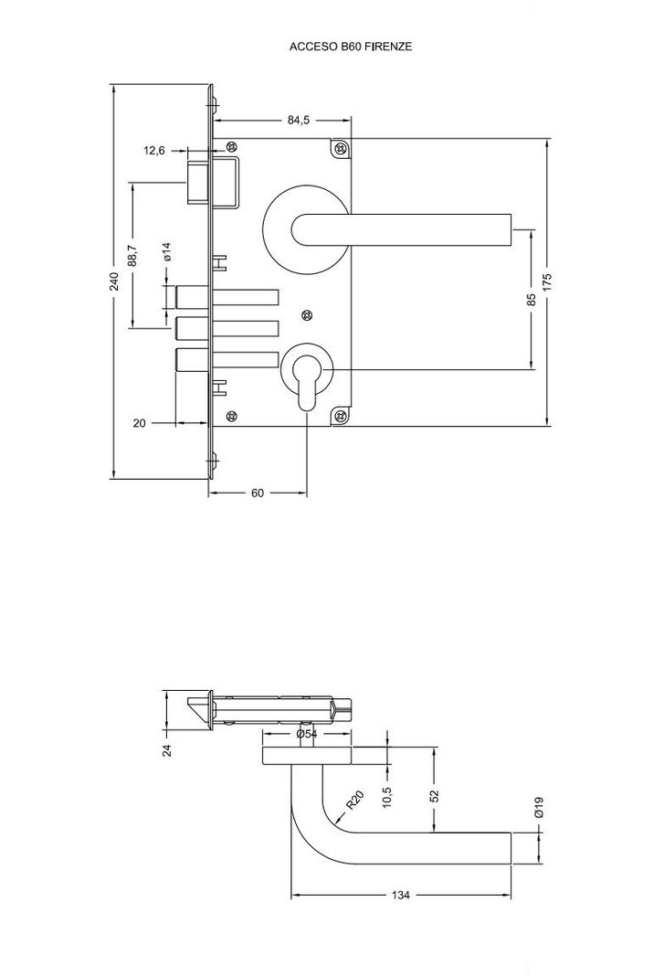Cerradura Embutida YALE Firenze B60 Acceso 1/2 derecha-3