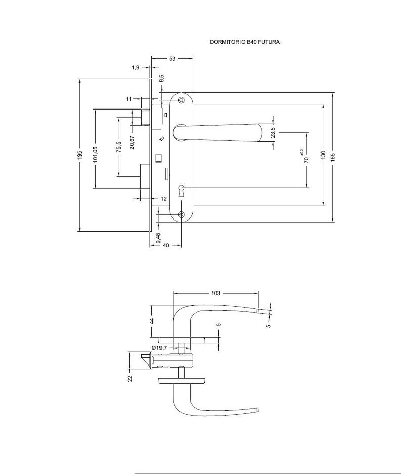 Cerradura Embutida Poli Futura B40 Dormitorio-6