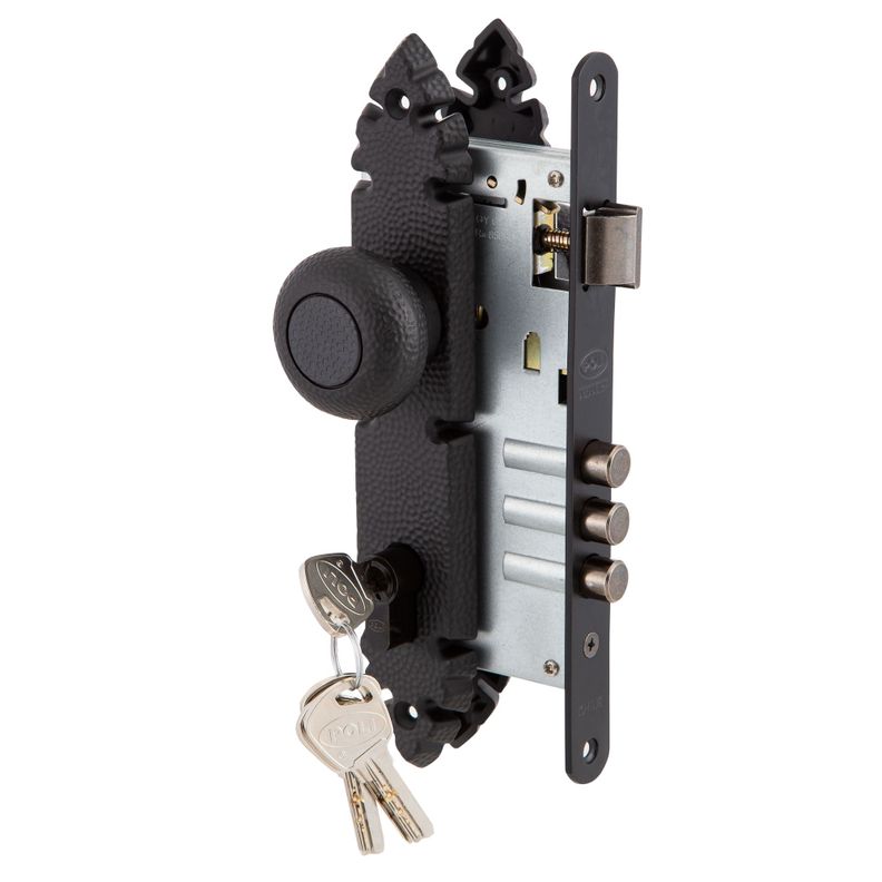 Cerradura Embutida Rústica Poli B60 Pomo Acceso Fijo-2