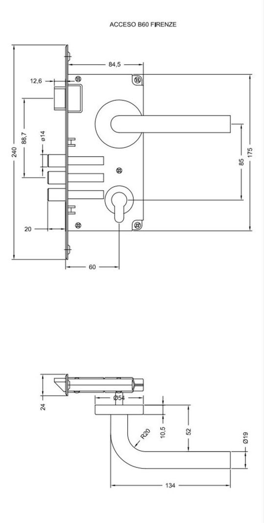 Cerradura Embutida YALE Firenze B60 Acceso 1/2-1