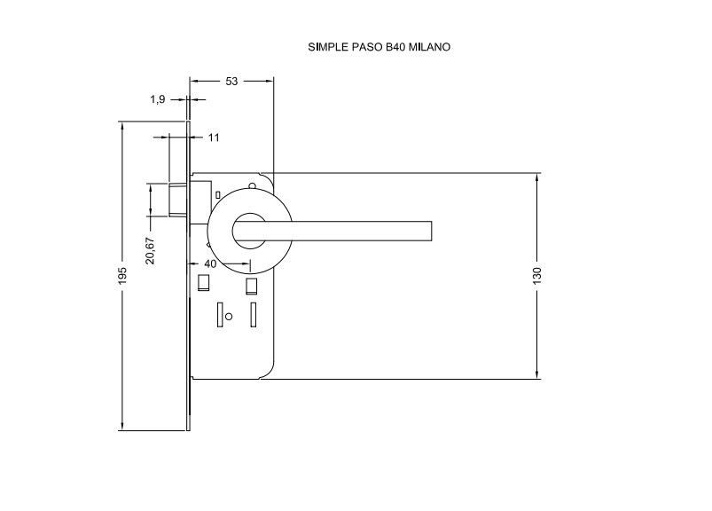 Cerradura Embutida Milano B40 Libre Paso Poli-5