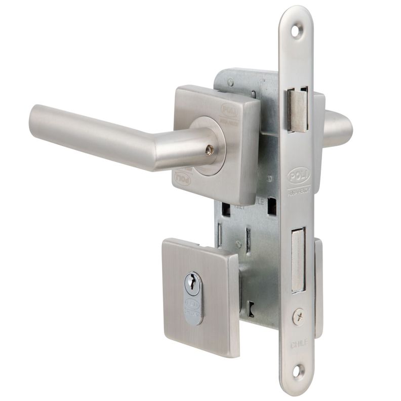 Cerradura Embutida Poli Piano B40 dormitorio Llave/Perilla-0