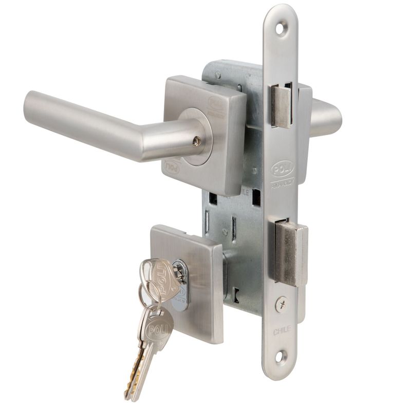 Cerradura Embutida Poli Piano B40 dormitorio Llave/Perilla-2