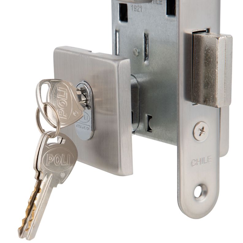 Cerradura Embutida Poli Piano B40 dormitorio Llave/Perilla-4