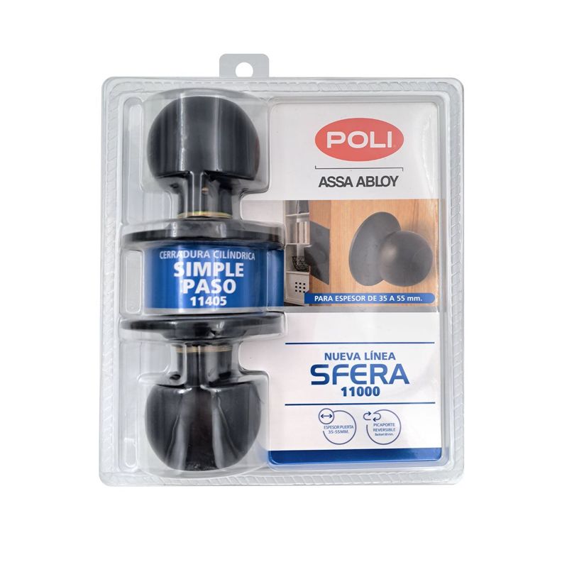 Cerradura Cilíndrica POLI Sfera Libre Paso Negro-1