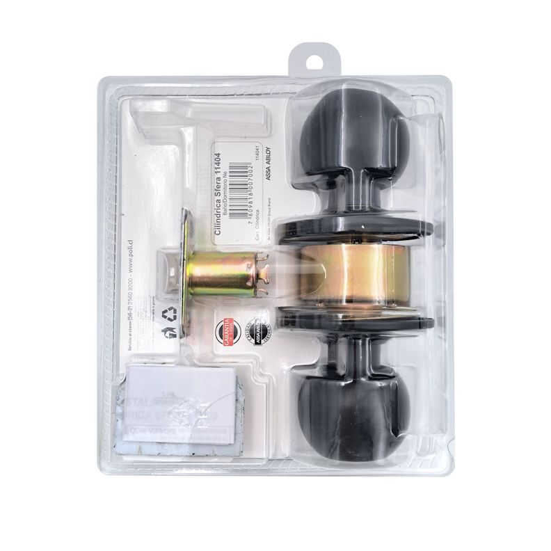 Cerradura Cilíndrica POLI Sfera Baño/Dormitorio Negro-2