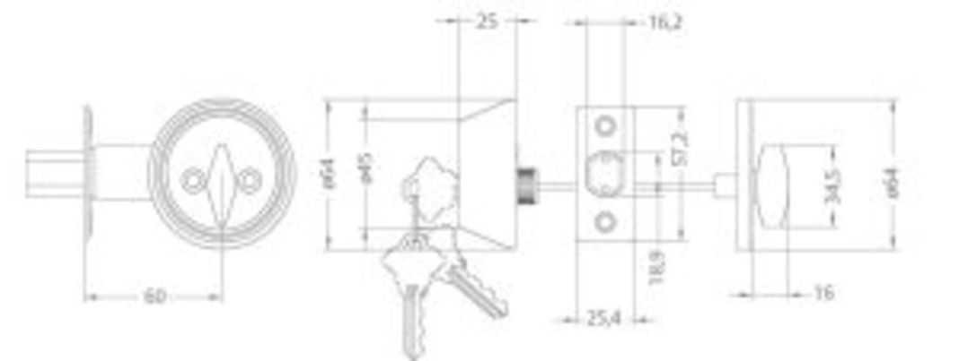 Cerrojo Auxiliar Llave/Perilla Bronce-3