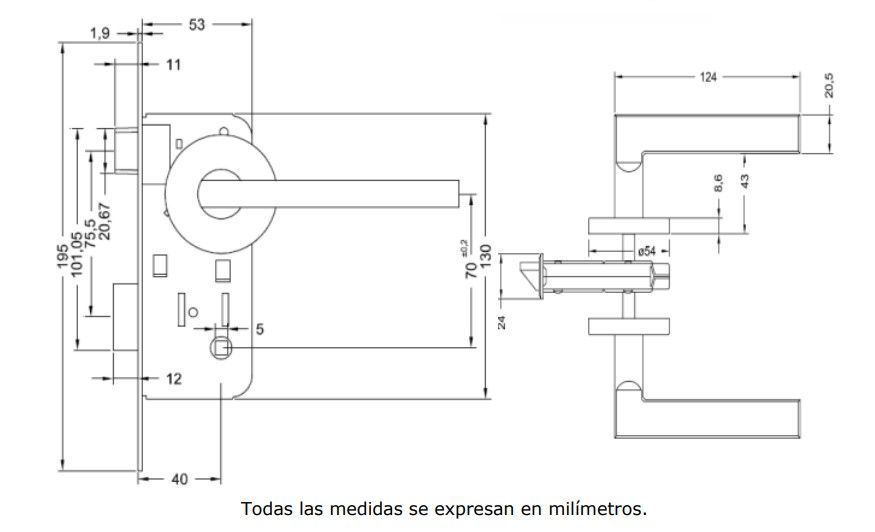Cerradura Embutida YALE Milano B60 Acceso 1/2 derecha-2