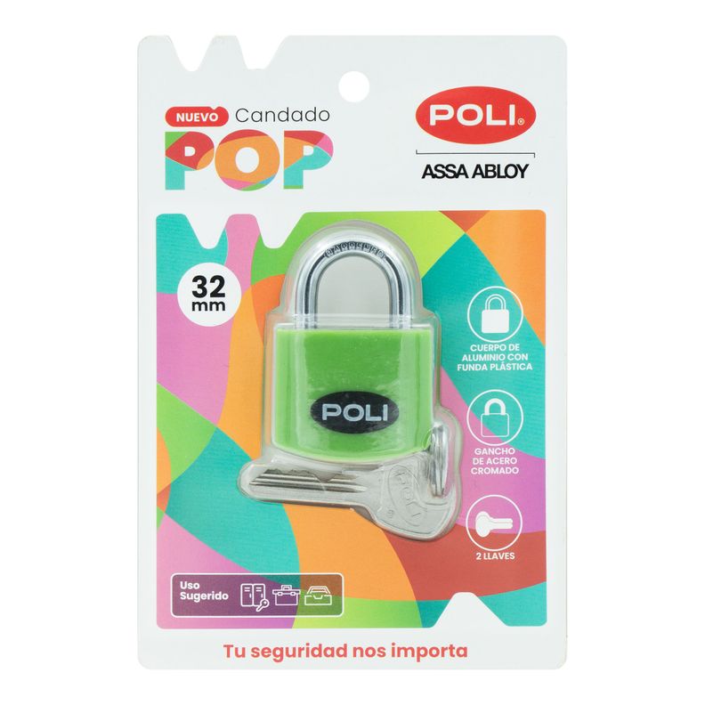 CANDADO POLI POP 32MM VERDE-2