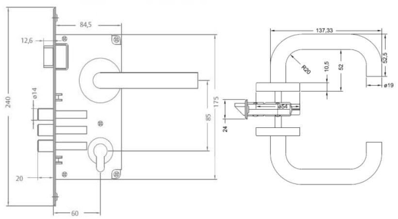 Cerradura Embutida Yale Roma B60 Oficina-1