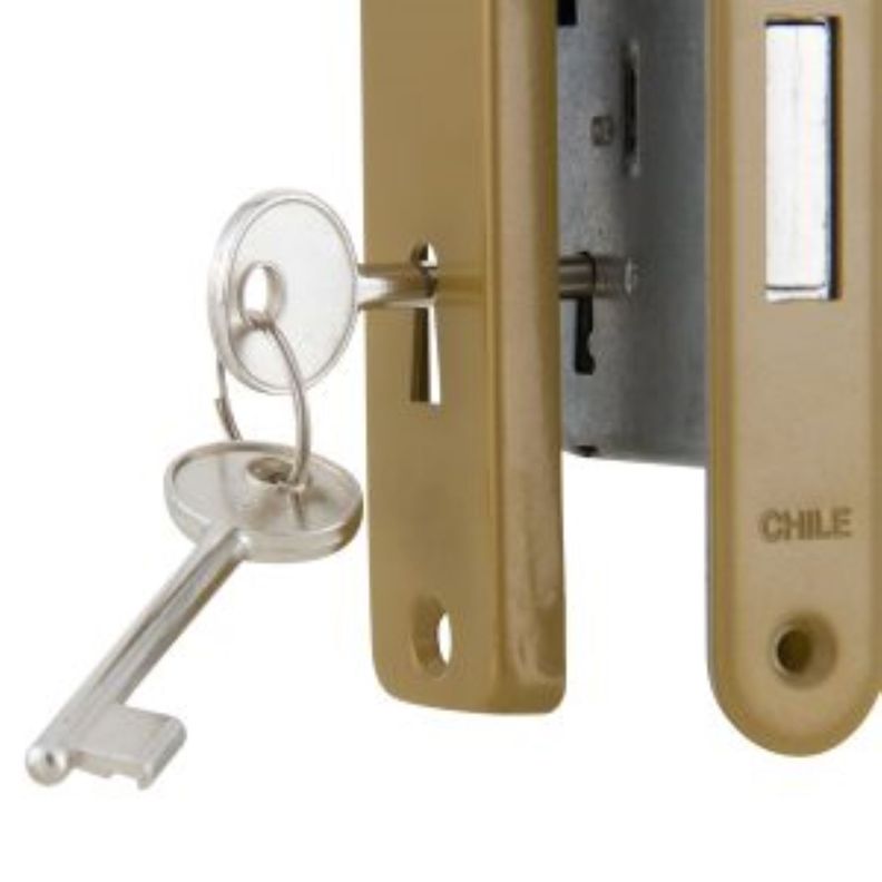 Cerradura Embutida Clásica B40 Poli Dormitorio Bronce-2
