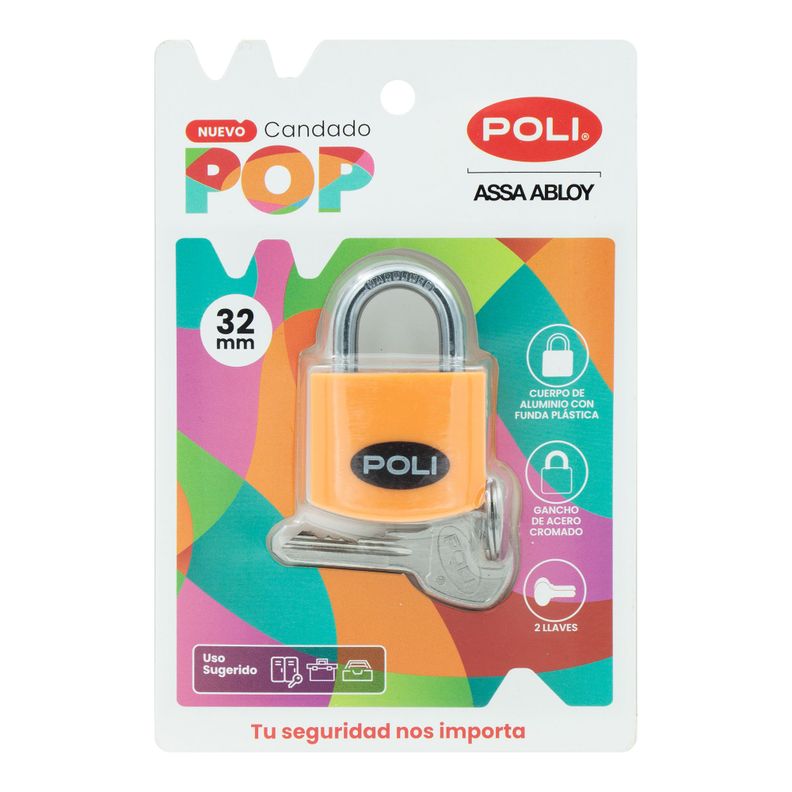 CANDADO POLI POP 32MM NARANJO-4