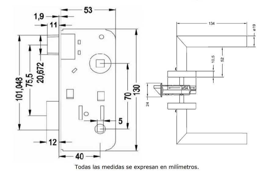 Cerradura Embutida YALE Toscana B40 Baño-5