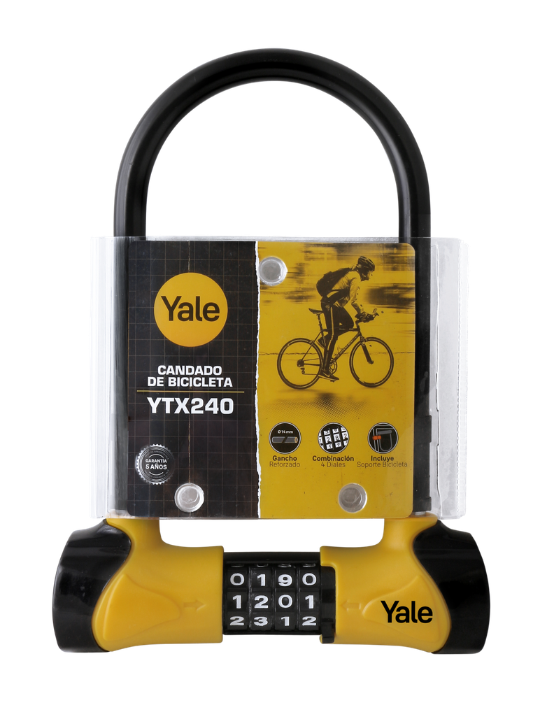 Candado Yale Bicicleta U-Lock 24cm Combinación Negro-3