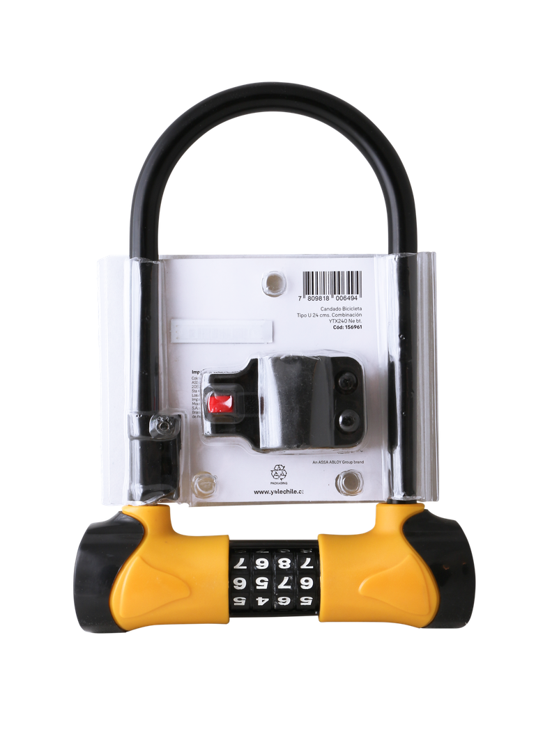 Candado Yale Bicicleta U-Lock 24cm Combinación Negro-4