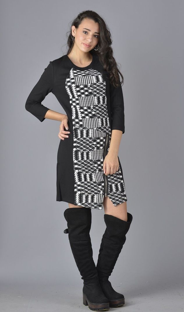Vestido aplicación cierre negro-0