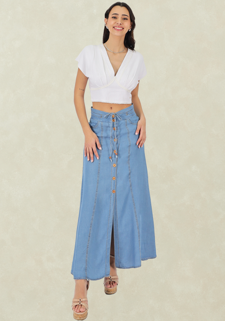 Falda Larga Abotonada Tencel Tentation