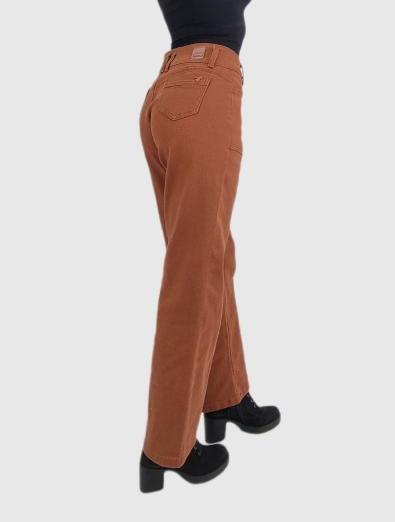 Jeans color wide leg marron-1