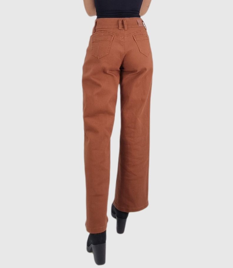 Jeans color wide leg marron-2