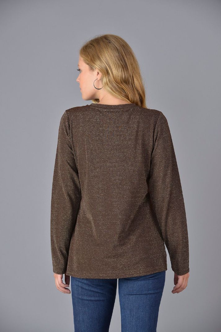 Polera printer lurex café -1