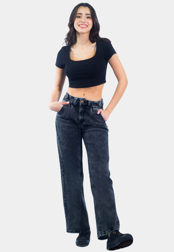 Jeans Wide Leg Gravillado Gris Tentation-0