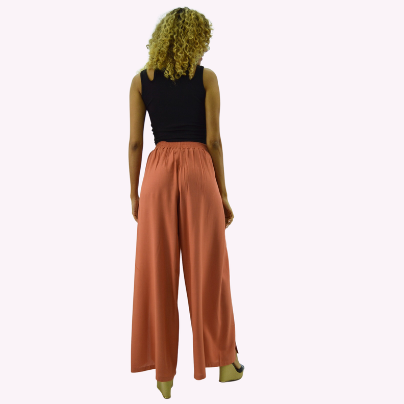 Pantalon Palazzo Tencel Viscosa Ladrillo-2