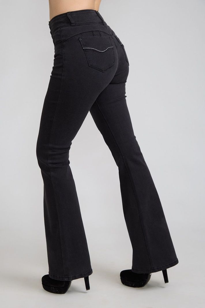 Jeans Flare Push Up Gris Tentation-2