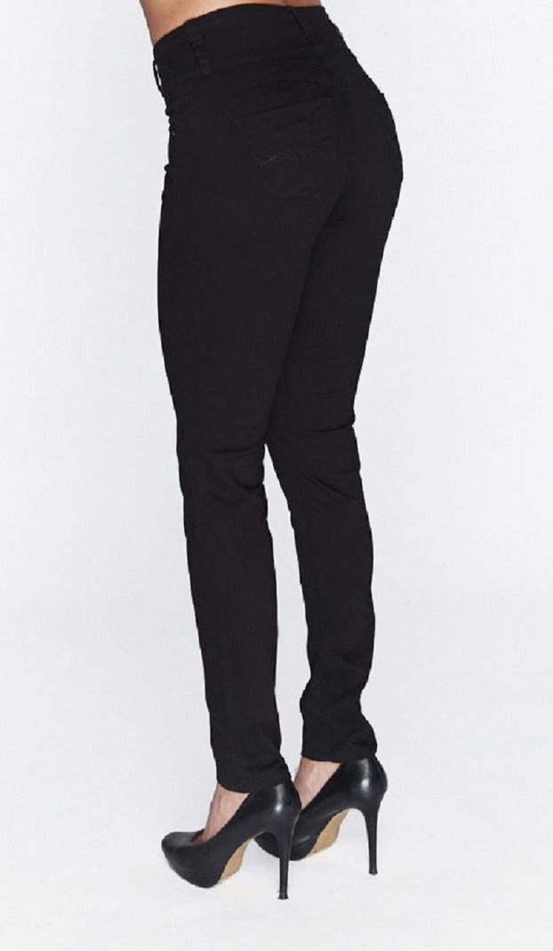 Pantalon gabardina t.a. pitillo negro-1