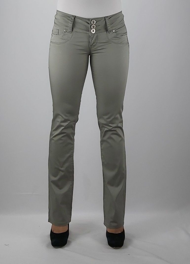 Pantalon gabardina tiro medio verde -0
