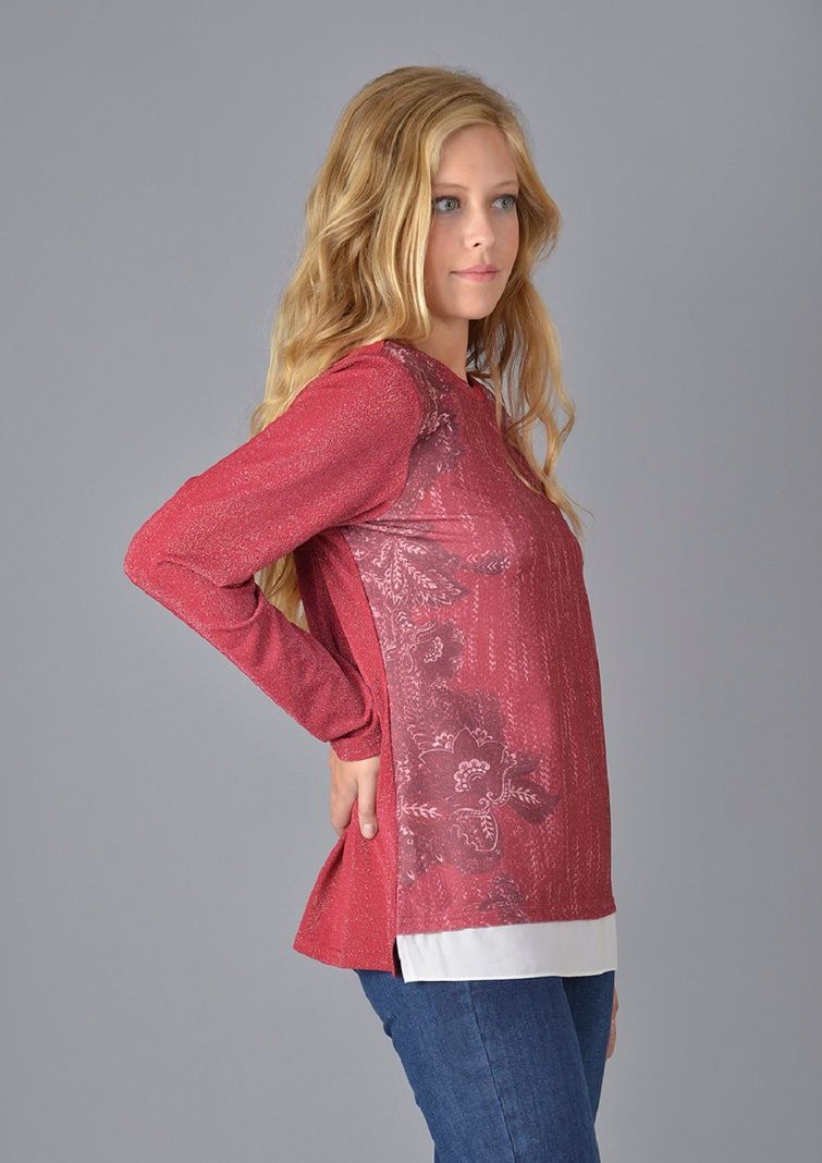 Polera printer lurex burdeo-2