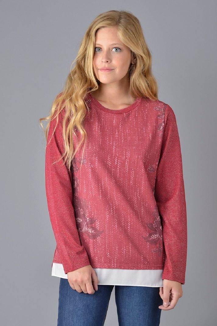 Polera printer lurex burdeo-0