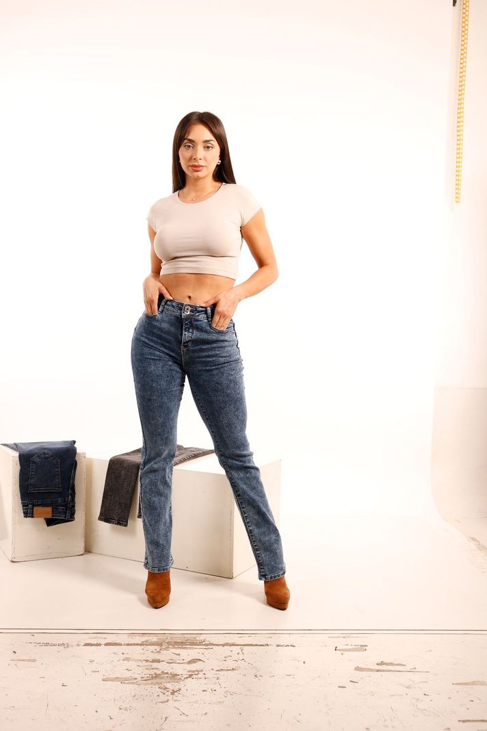 Jeans Recto Gravillado Azul Tentation-0