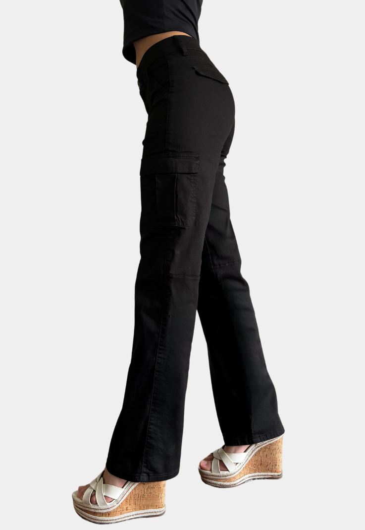 Pantalon Cargo Tiro Alto Push Up Black Tentation-1