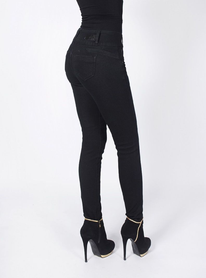 Jeans forrado tiro alto pitillo negro-1