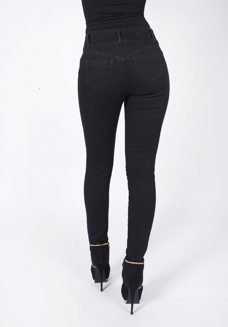 Jeans forrado tiro alto pitillo negro-2
