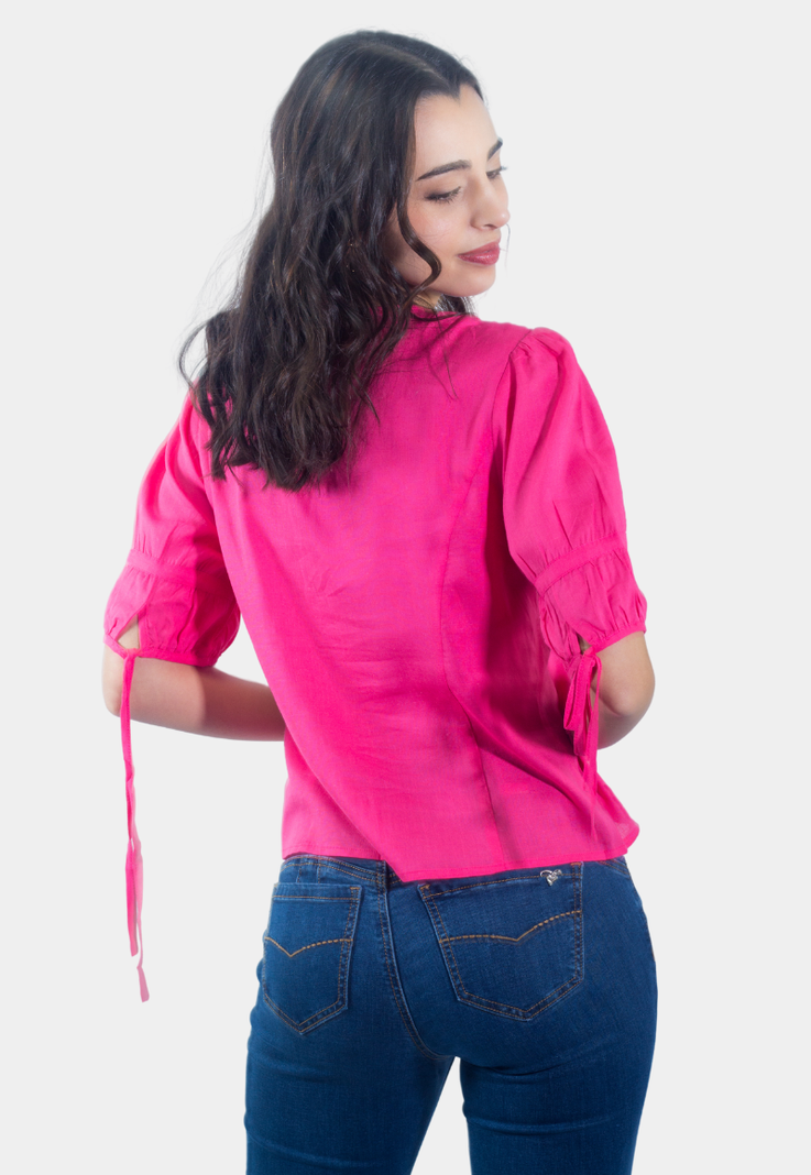 Blusa Abotonada Manga 3/4 Fucsia Tentation-2