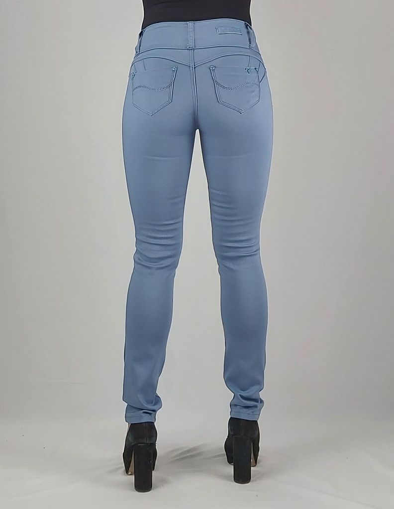 Pantalon gabardina tiro alto pitillo celeste-2