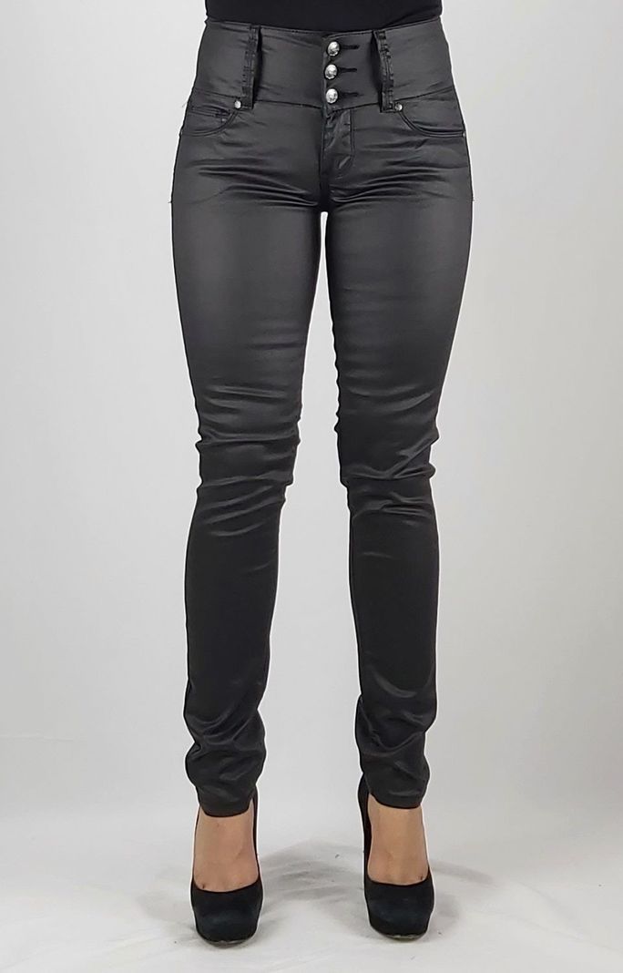 Pantalon gabardina cuero t/a pitillo negro-0