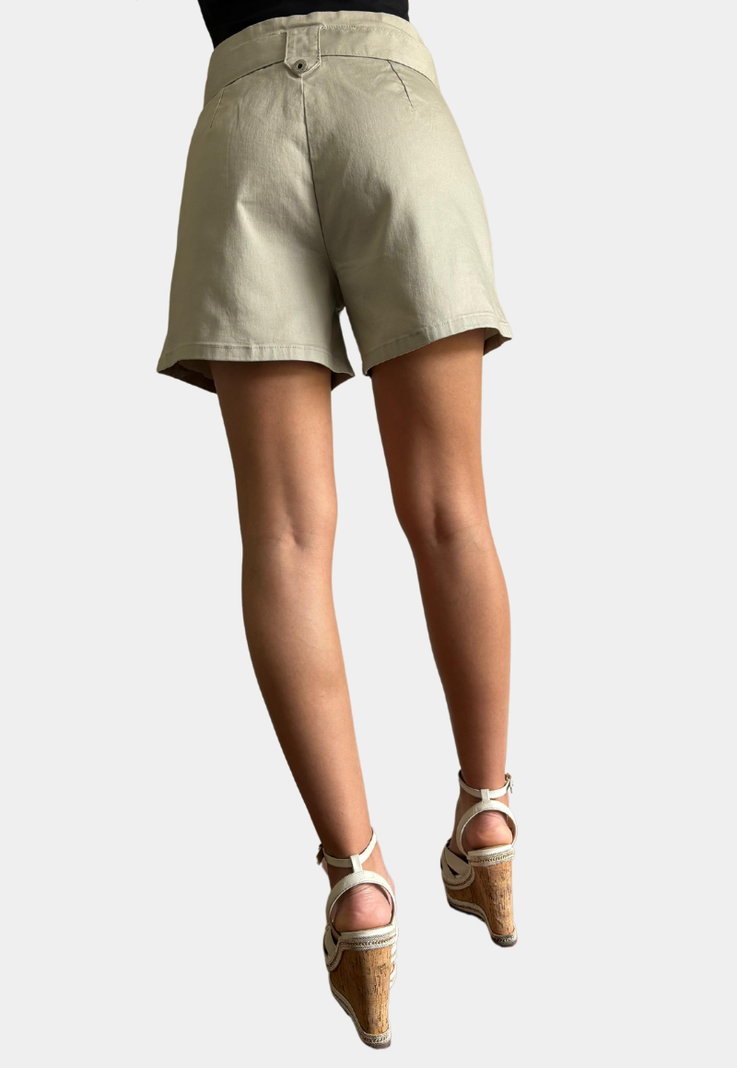 Short Pinzado  Tiro Alto Push Up Beige Tentation-2