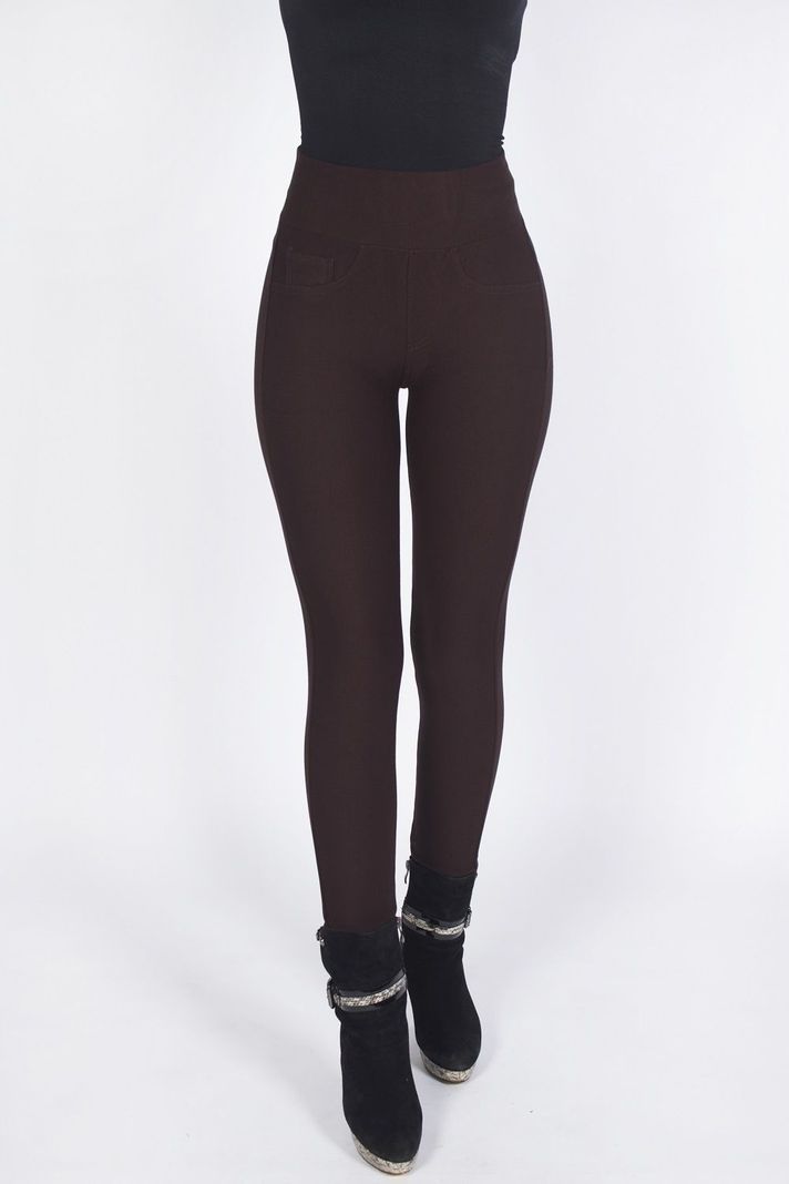 Calza twill pret. elast. Tiro alto café-0