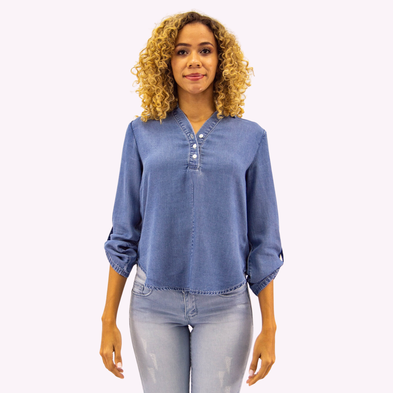 Bluson Tencel Azul Tentation-0