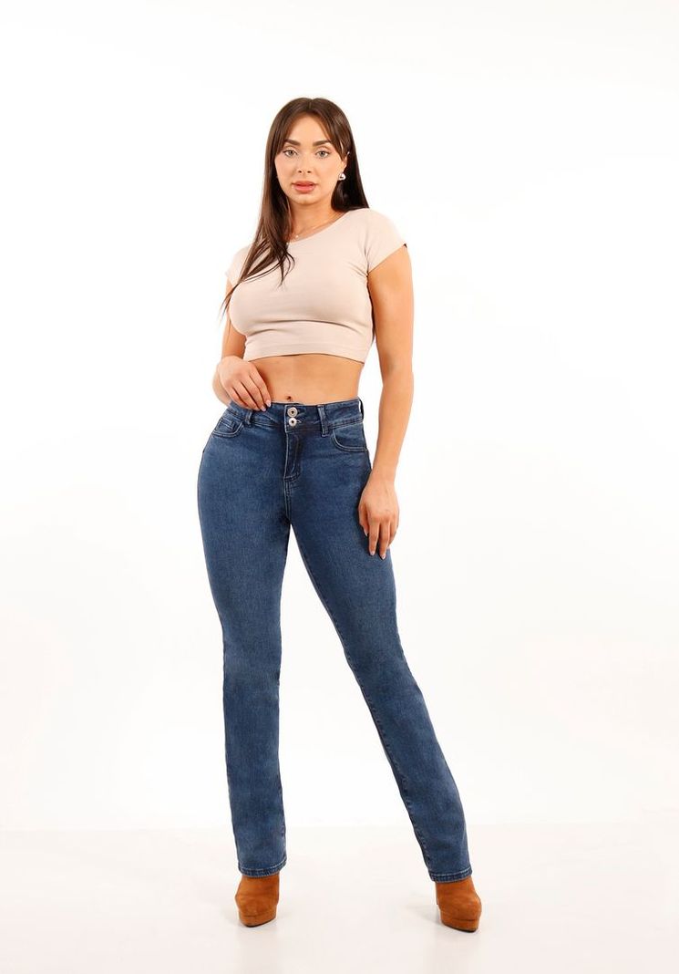 Jeans Recto T.a. Push Up Medium Blue Tentation-0