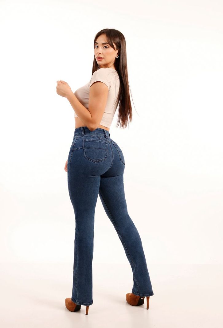 Jeans Recto T.a. Push Up Medium Blue Tentation-1