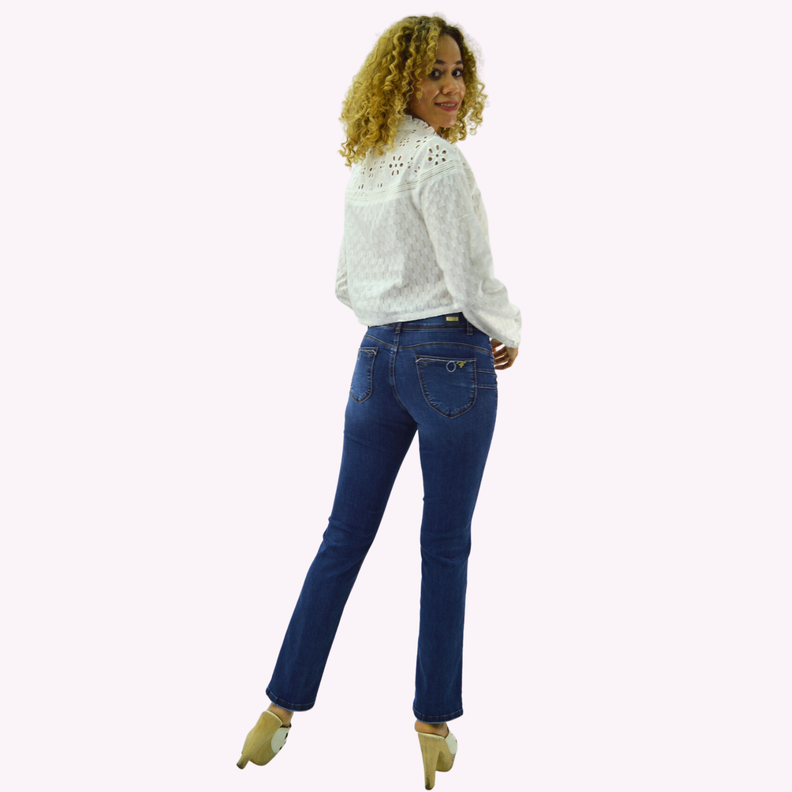 Jeans Recto T.A.  Push Up Azul -2
