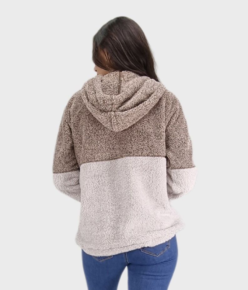Poleron sherpa combinado beige-3