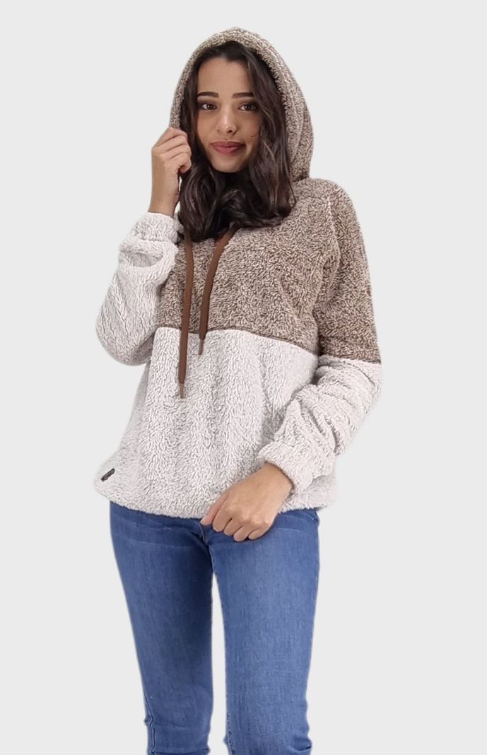 Poleron sherpa combinado beige-0