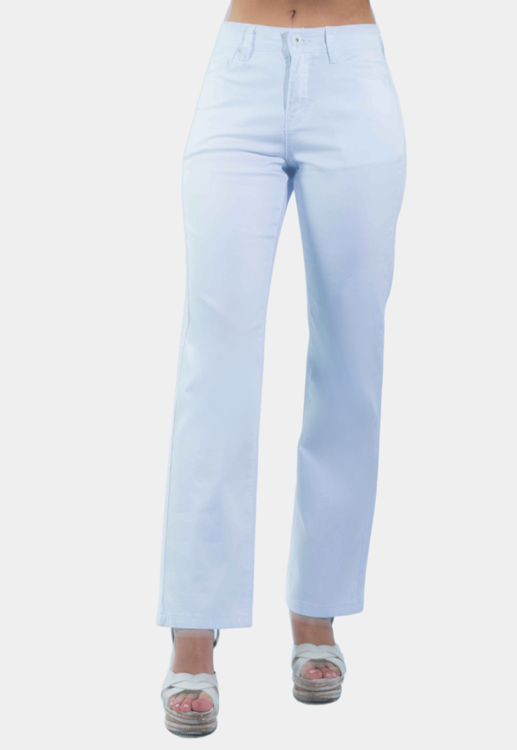 Pantalon Recto Tiro Alto Push Up Blanco Tentation -0